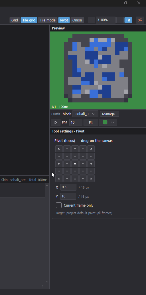 Clicking the pivot X/Y number fields to type, dragging them left and right, and picking a value from the right-click list