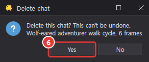 The Delete chat question shown after pressing the trash icon