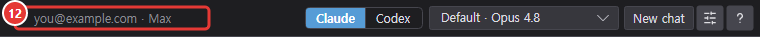 The logged-in account shown at the top of the chat window
