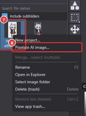 Right-click menu of an image file in the file browser