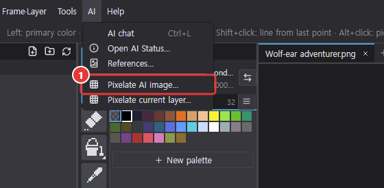 The AI menu open
