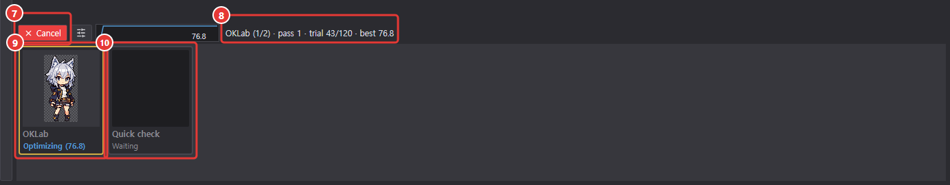 The bar and preset tiles while auto optimize runs
