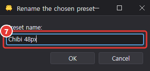 The Rename the chosen preset window