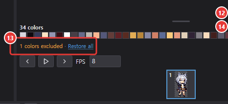 Color swatches with one color excluded