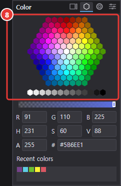 Color picker in Honeycomb mode