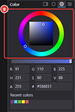 Color picker in Color wheel mode