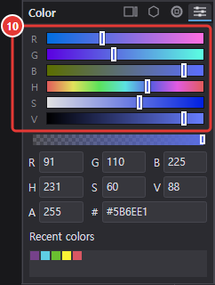 Color picker in Sliders mode