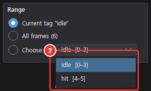 Choose tag list opened