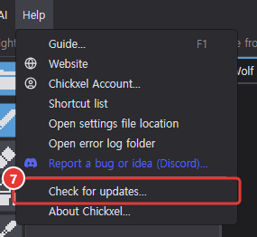 The Help menu open with the Check for updates… item marked