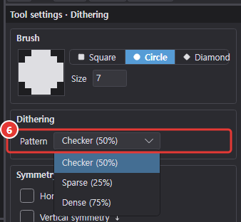 Dithering pattern list expanded