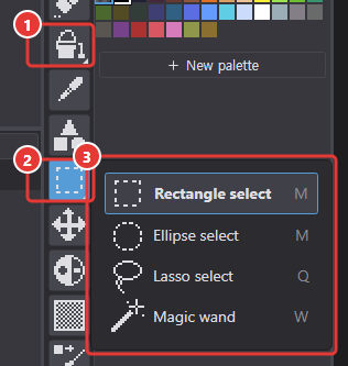 Tool list expanded by right-clicking the select group slot